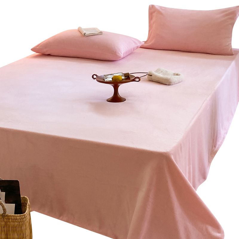 Whole Colored Sheet Set Soft Breathable Fade Resistant Flannel Bed Sheet