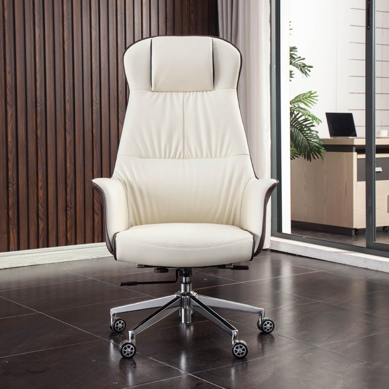 Modern Faux Leather Executive Chair High Back Armless Swivel Chair