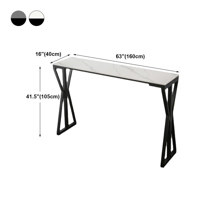 Modern Bar Dining Table Rectangle Bar Height Table with Double Pedestal in Black