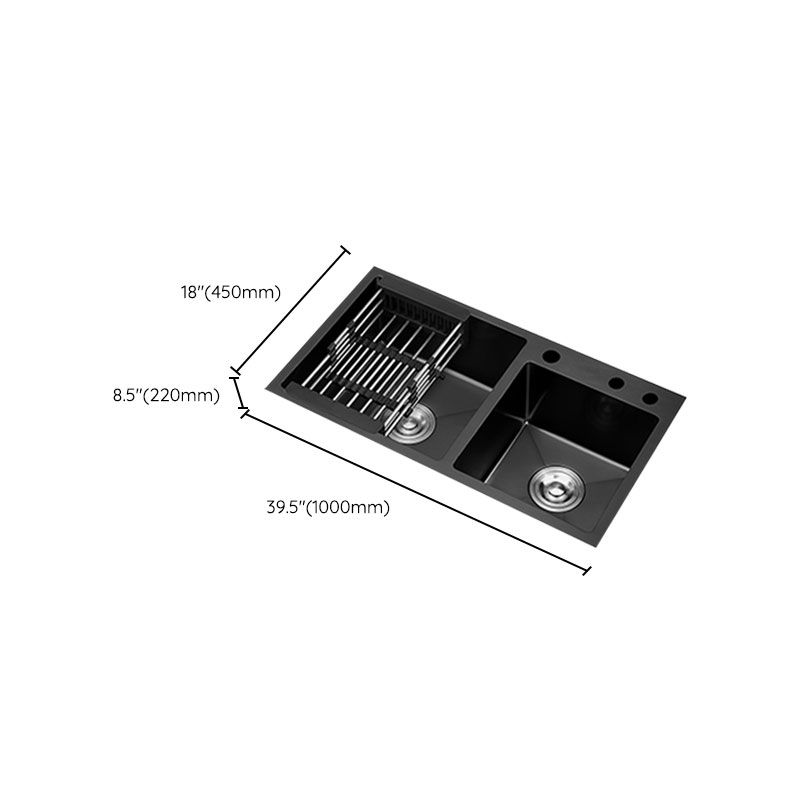 Modern Kitchen Double Basin Black Kitchen Sink with Soundproofing