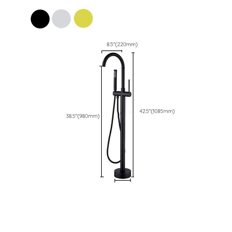 Brass Freestanding Tub Filler with Water Inlet Pipe Floor Mounted Bathroom Faucet