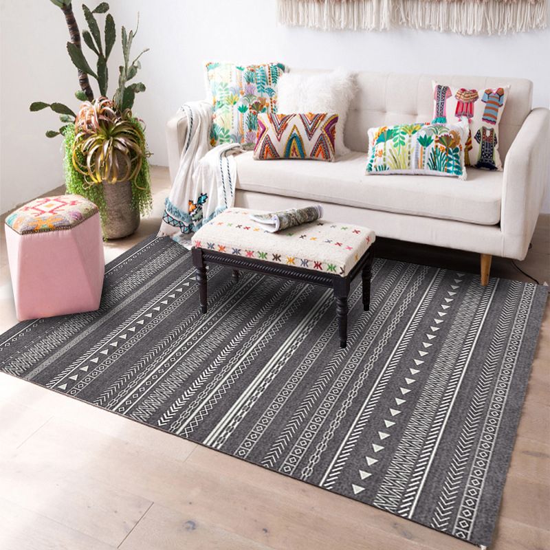 Designer Living Room Rug Multi Colored Geometric Pattern Indoor Rug Polypropylene Anti-Slip Backing Area Carpet