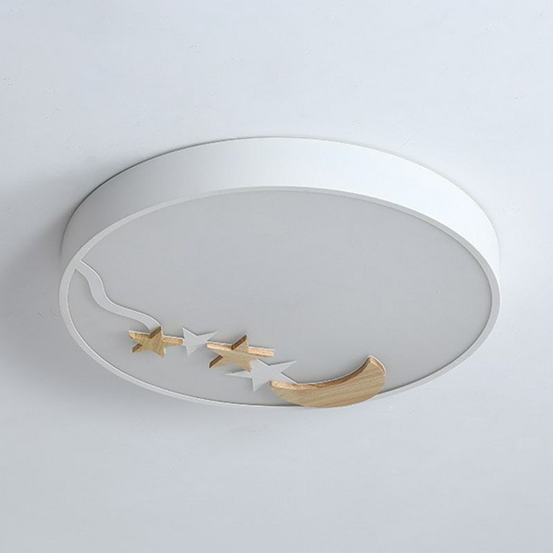 Circular Flush Ceiling Light Simplicity Acrylic LED Flush Mount Lighting Fixture with Decorative Star and Moon