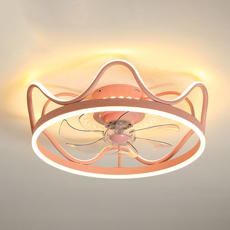 Metal Fan Ceiling Lights Modern Style 2 Lights Flush Mount Lamp for Kids' Room