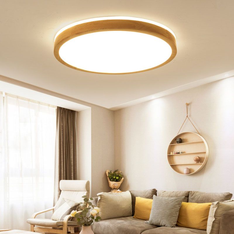 Brown LED Ceiling Light in Modern Simplicity Circular Acrylic Flush Mount for Bedroom