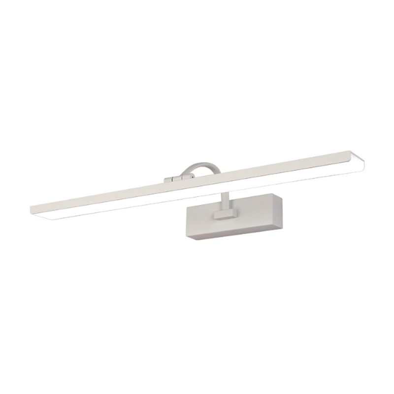 Rectángulo blanco Tocador de tocador Disparo de pared LED moderno Lucina montada en la pared acrílica con brazo curvo para baño, 16 "/24" W