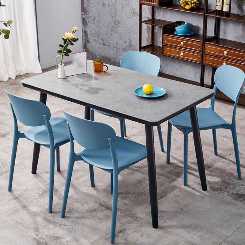 Contemporary Stackable Chair Dining Open Back Armless Chairs with Plastic Legs