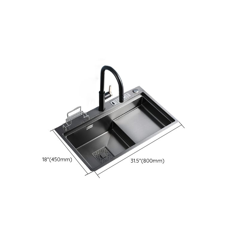 Stainless Steel Rectangle Sink 2 Holes Drop-In Kitchen Sink with Drain Assembly