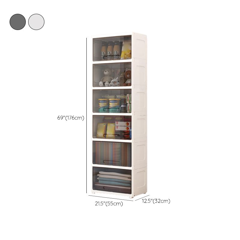 Modern Wardrobe Closet Plastic Kid's Wardrobe with Flap Drawers