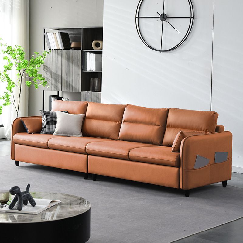 Modernes genähter Kissen-Rücken-Sofa 4-Sitz-Quadratarm-Couch mit Lagerung