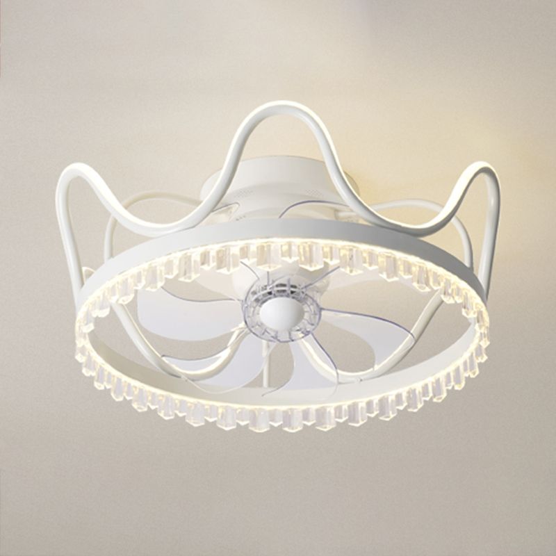 Modern Style Crown Shape Ceiling Fan Lights Metal 2 Light LED Flush Lights