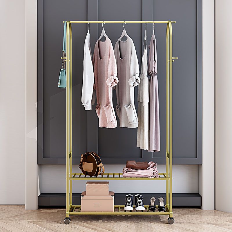 Contemporary Free Standing Coat Rack Storage Shelves Metal Coat Rack with Castors