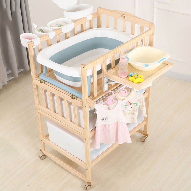 Modern Wooden Changing Table Safety Rails Changing Table with Shelf