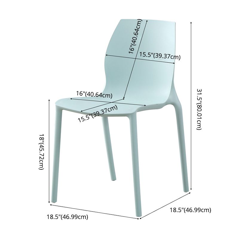 Plastic Contemporary Dining Room Chair Solid Back Home Stackable Side Chair