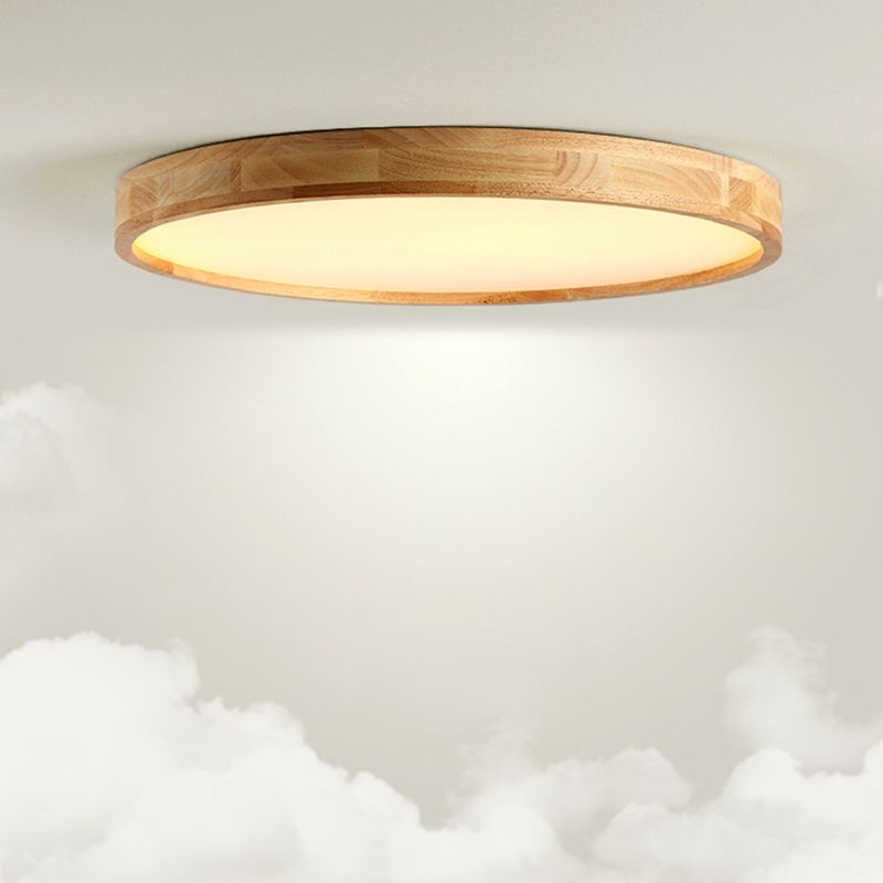 Modern Style Circle Shape Ceiling Lamp Wood 1 Light Ceiling Lighting for Dining Room