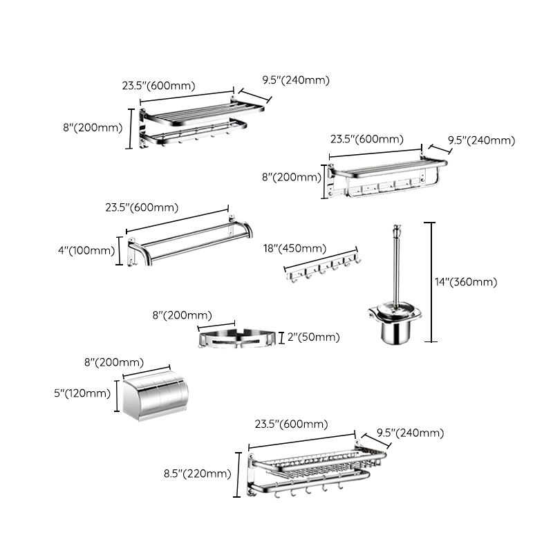 Classic Polished Chrome Bathroom Accessory Set Towel Bar/Paper Holder/Robe Hook Included