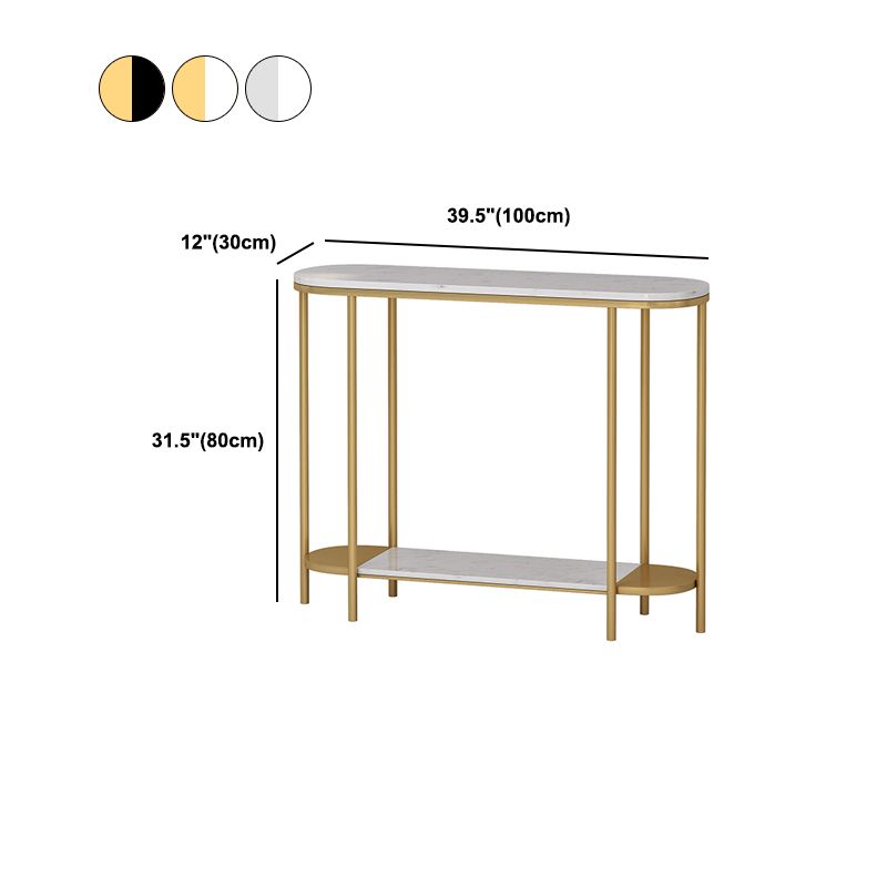 4 Legs Glam Marble/metal Oval Scratch Resistant Console Table