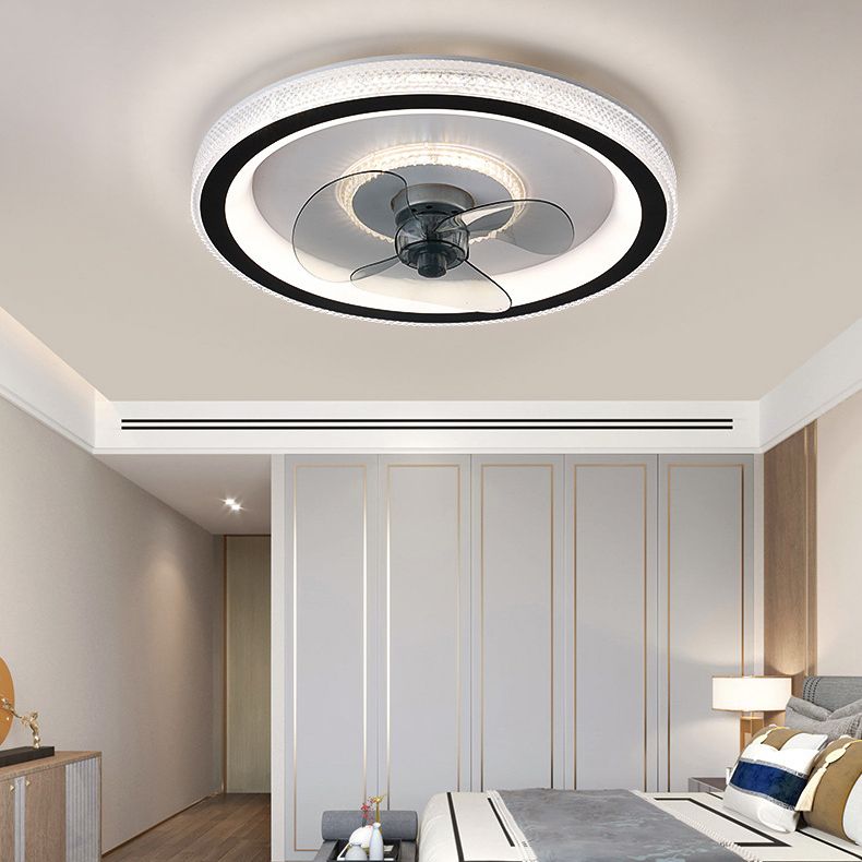 3-Blade Contemporary Ceiling Fan White Metal Fan with Light for Room