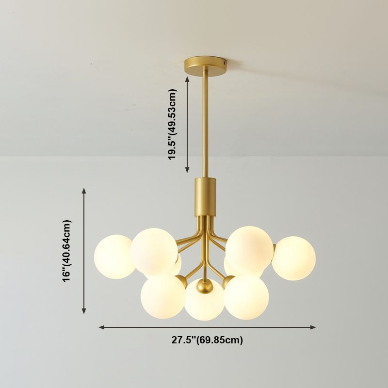 Lustre du globe artistique moderne Lacqueur en fer laqué avec une teinte en verre blanche