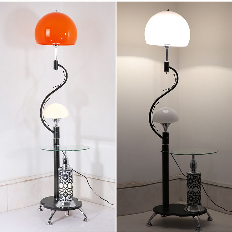 Landstil Dome Bodenbeleuchtung 2 Lichter Acryl -Stand -up -Lampe mit Tisch für Wohnzimmer