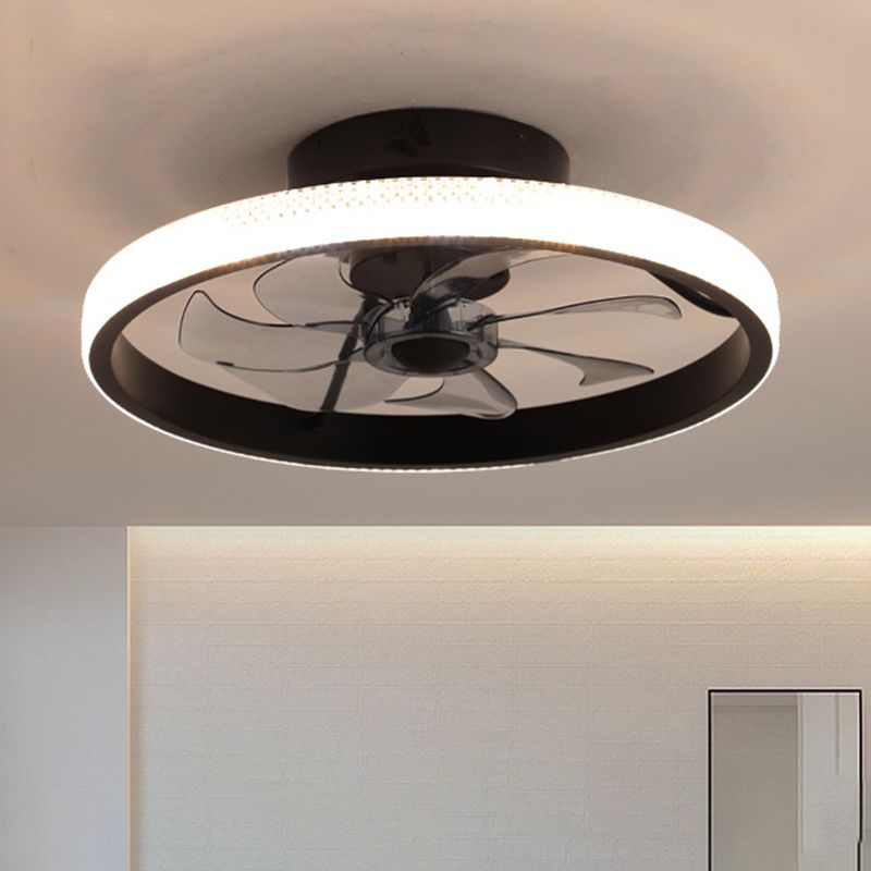 7-Blade Contemporary Ceiling Fan White/Black LED Fan with Light for Foyer