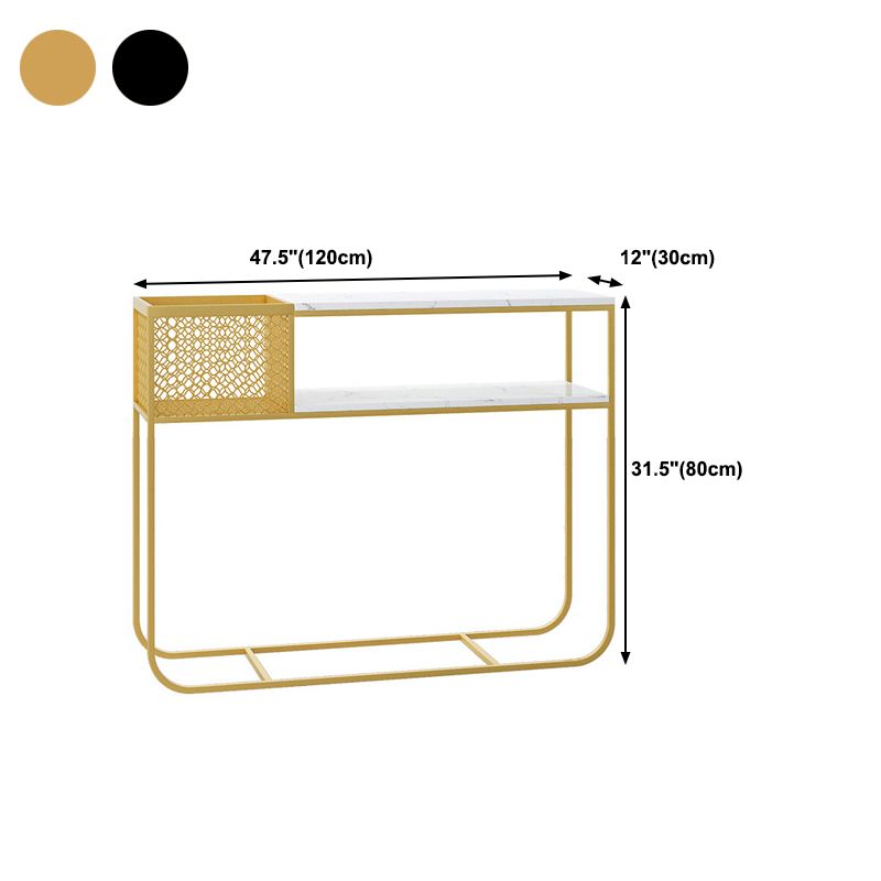 Modern Rectangle Console Accent Table Antique Finish Console Sofa Table in Marble