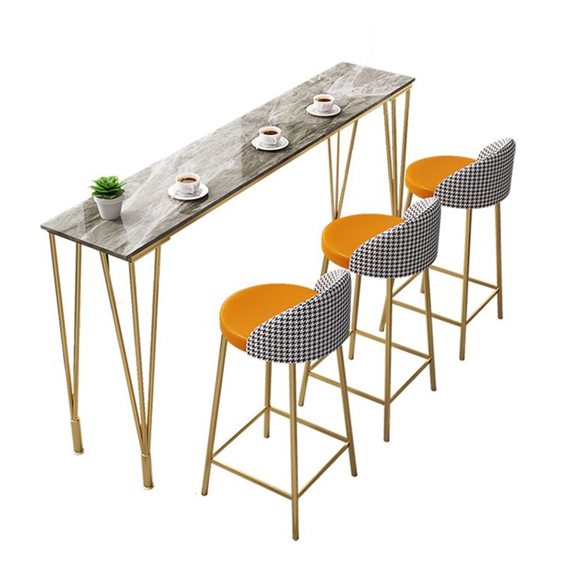 Stone Bar Dining Table Modern Rectangle Bar Table with 4 Legs Base for Dining Room