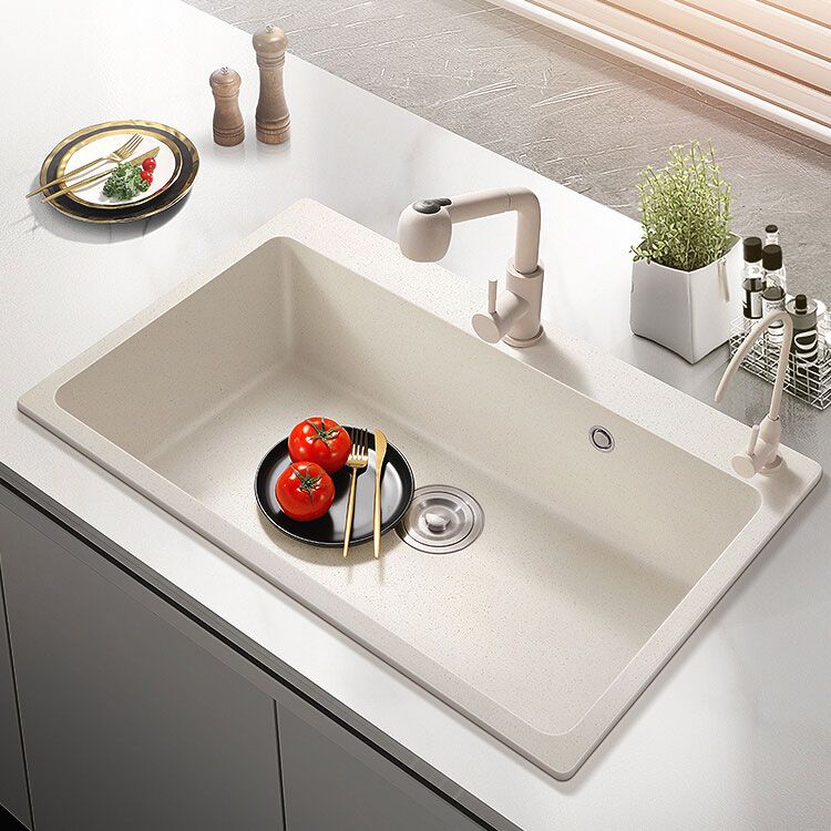 Modern Single Bowl Sink Solid Color Kitchen Sink with Overflow Hole