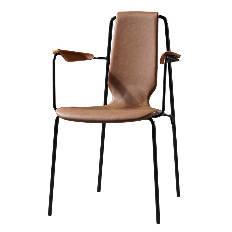 Dining Room Industrial Metal Parsons Dining Side Chair in Black Legs