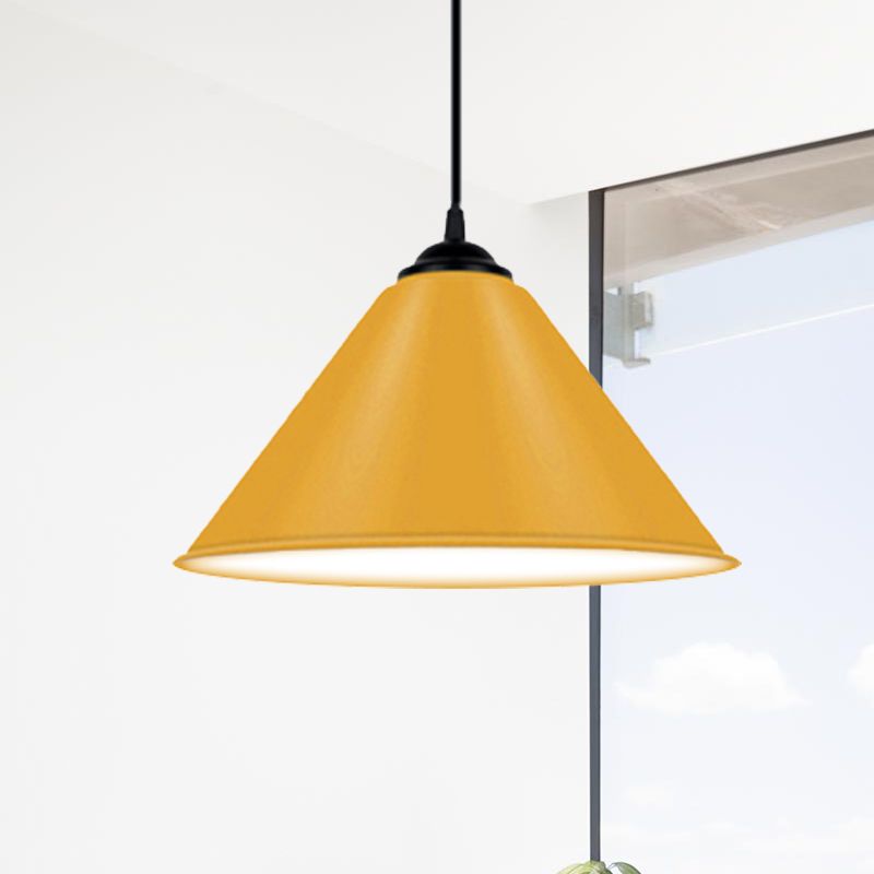 Kegelhangende licht Modern metaal 1 lichtroze/geel/groene hanglamp, 12 "/14"/16 "dia