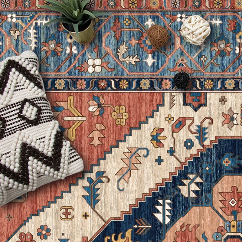 Moroccan Parlor Rug Multi Colored Geometric Patterned Area Carpet Polypropylene Anti-Slip Easy Care Rug