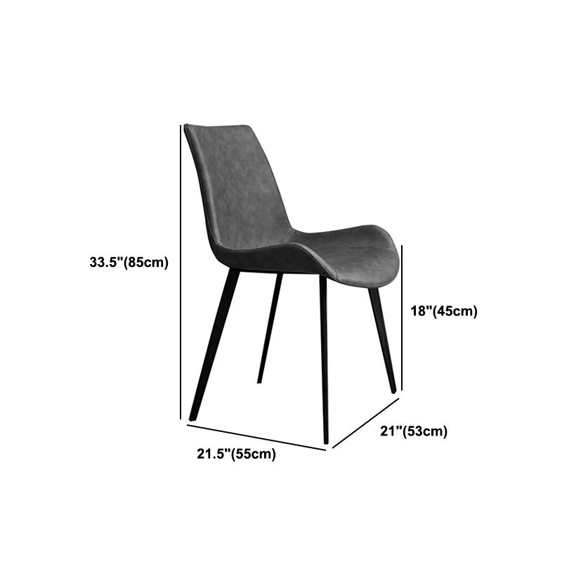 Modern Faux Leather Dining Chairs Metal Armless Dining Chair for Home Use