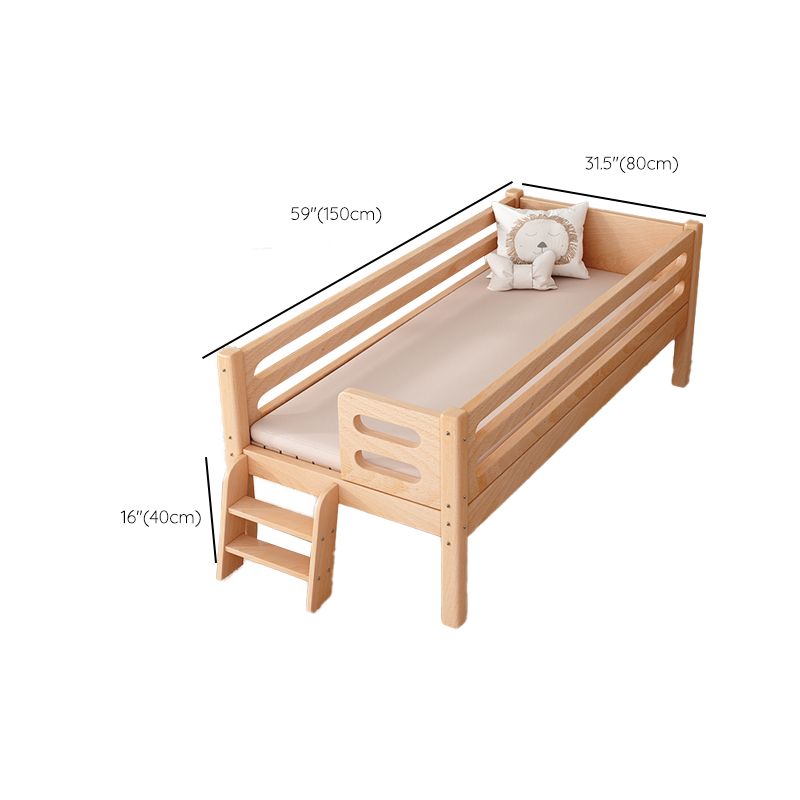 Luxurious Style Solid Wood Nursery Bed in Nature with Guardrail