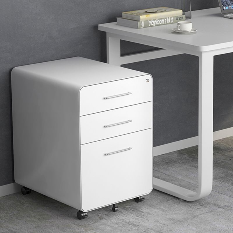 Modern File Cabinet Metal 3 Locking Drawers Cabinet with Castors for Home Office