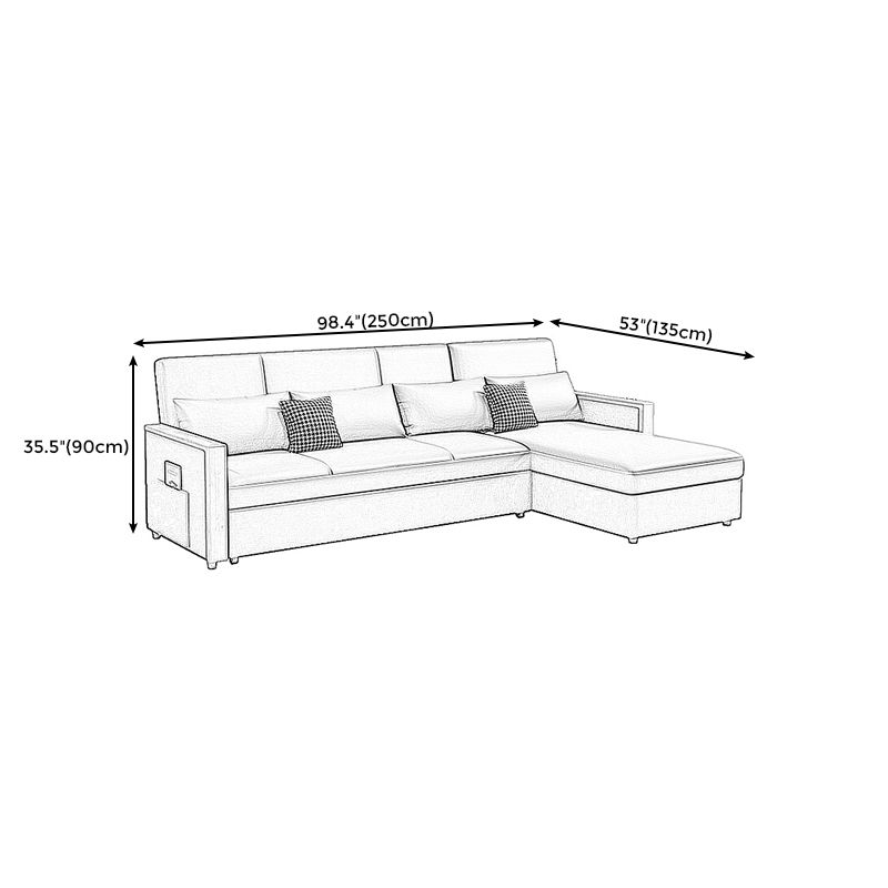 Fabric Square Arm Sectional Sofa 35.43"High Manual Reclining Sofa Bed with Storage