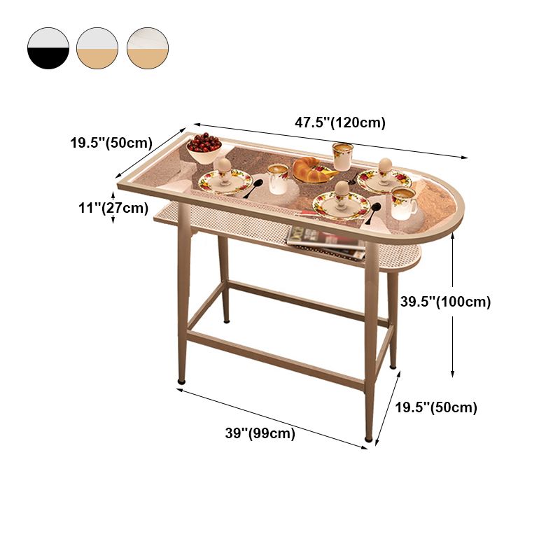 Tempered Glass & Marble Bar Table Specialty Table Top Legs Table -39.4" H