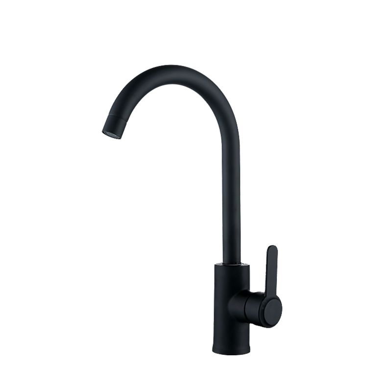 Modern Style Kitchen Faucet Stainless Steel Gooseneck Kitchen Faucet in Black