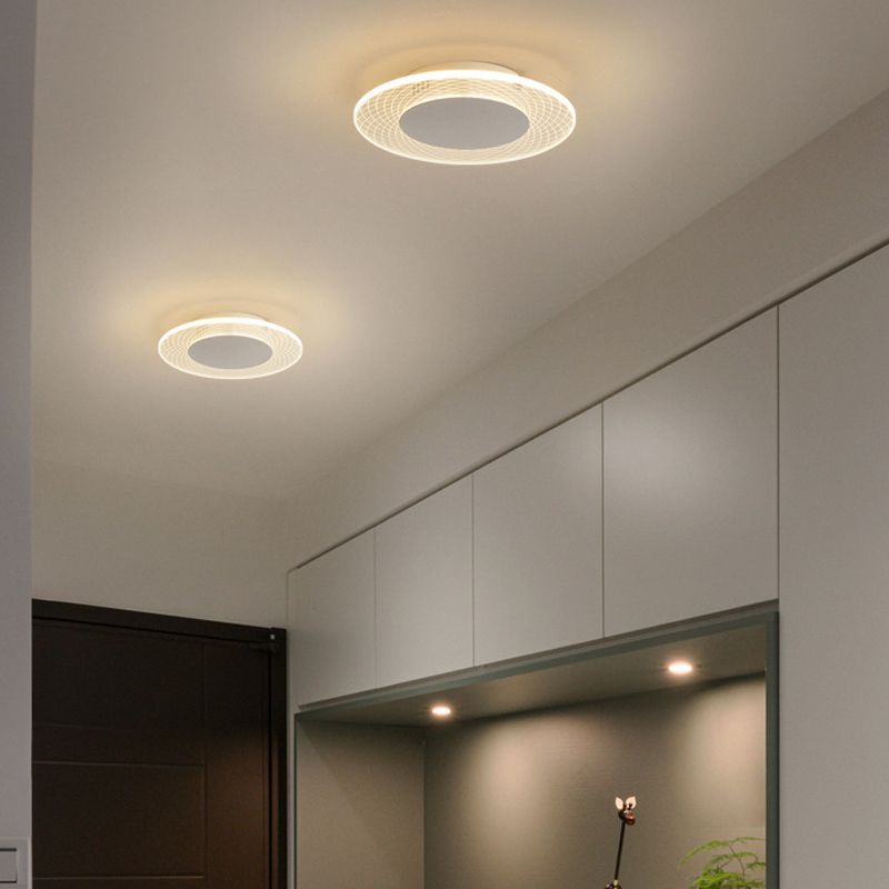 Single White Modern Flush Mount Lighting Round LED Ceiling Light for Bedroom