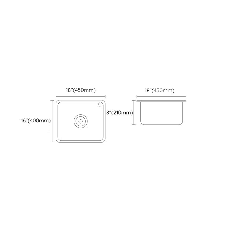 Contemporary Style Kitchen Sink Stainless Steel Rectangle Undermount Kitchen Sink
