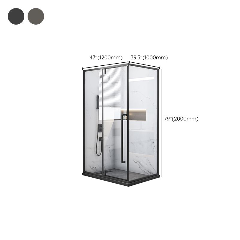 Grey Framed Shower Bath Door Pivot Transparent Tempered Shower Doors