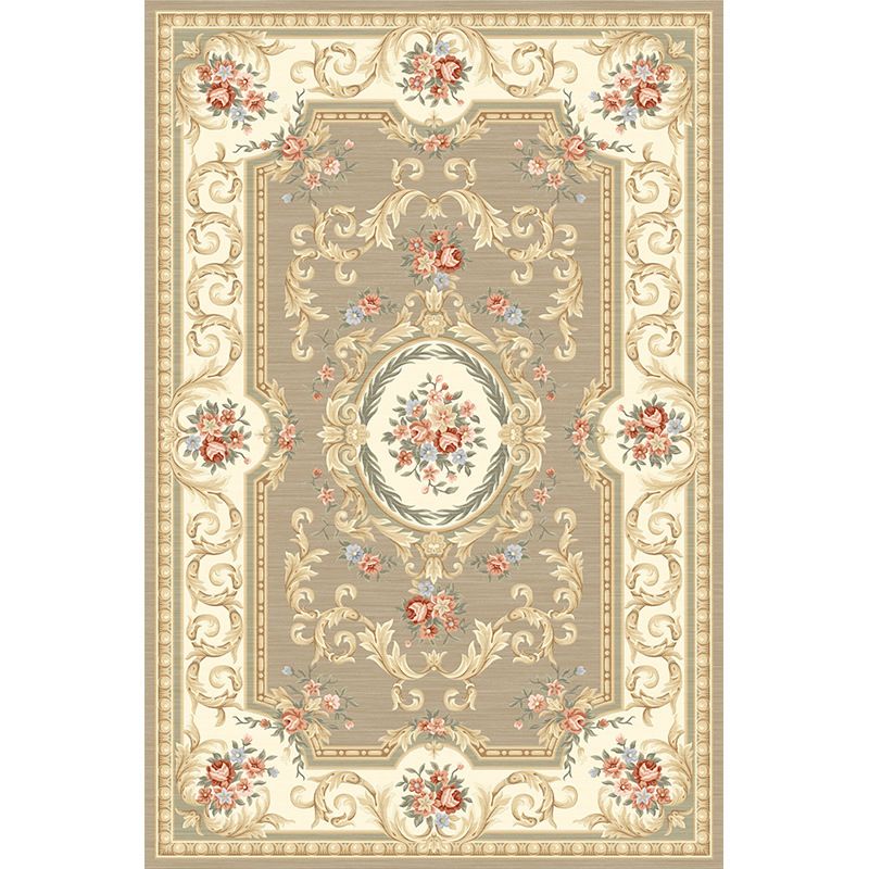 Shabby Chic Floral Print Rug Multi-Color Polyster Area Rug Anti-Slip Pet Friendly Carpet for Living Room