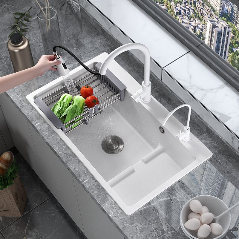 Modern Style Kitchen Sink Quartz Kitchen Sink with Basket Strainer