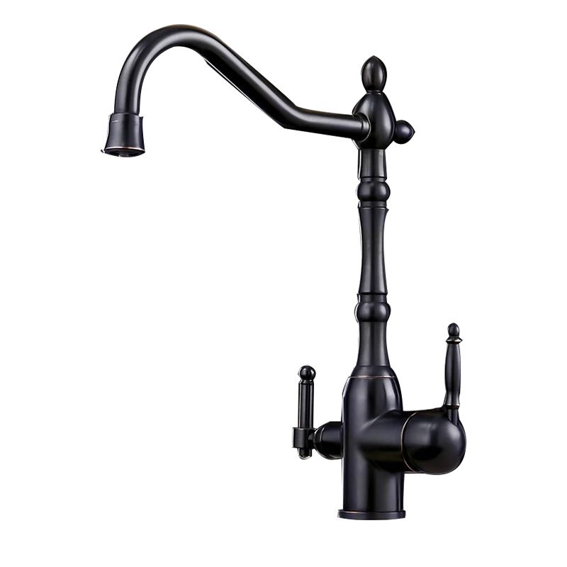 Traditional Bridge Kitchen Faucet 2-Handle Bridge Kitchen Faucet in Gold