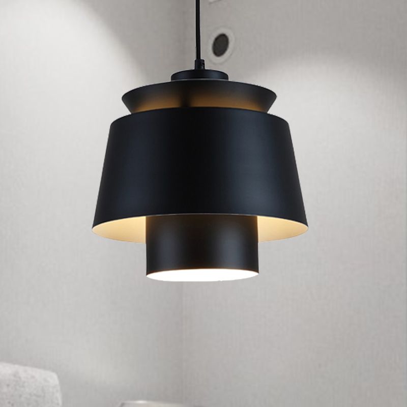 Luminaire de style moderniste luminaire suspendu métallique 1 lampe de salon de la tête en noir / gris