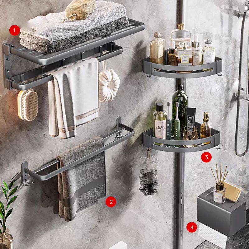 Modern Bathroom Accessories Hardware Set Grey Towel Bar Bath Shelf Bath Hardware Set