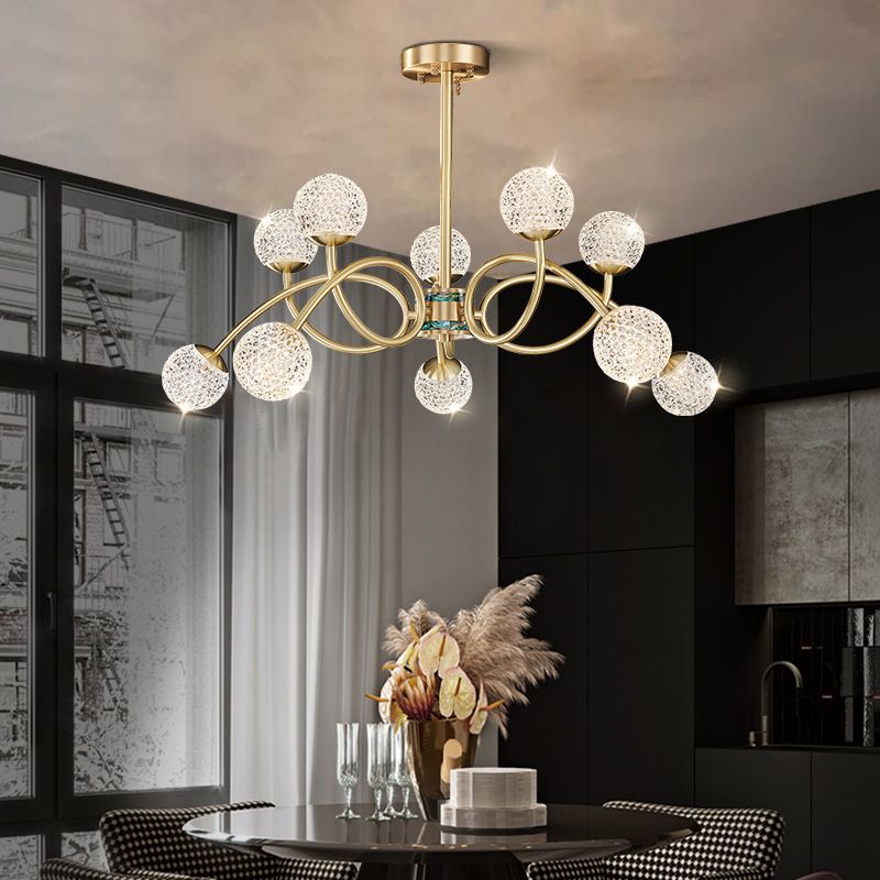 Gold Ceiling Suspension Lamp Modernist Globe Shape Metal Chandelier Lighting Fixtures