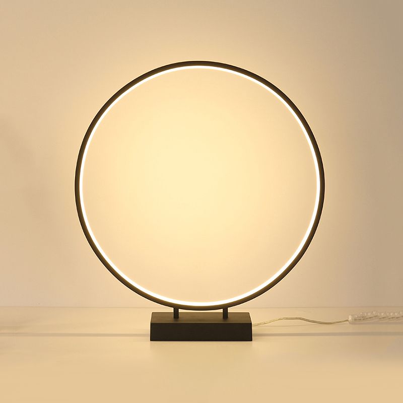 10"/12"/16" Dia Ring Desk Lamp Simplicity Acrylic LED Single Light Black/White Table Light in Warm/White Light