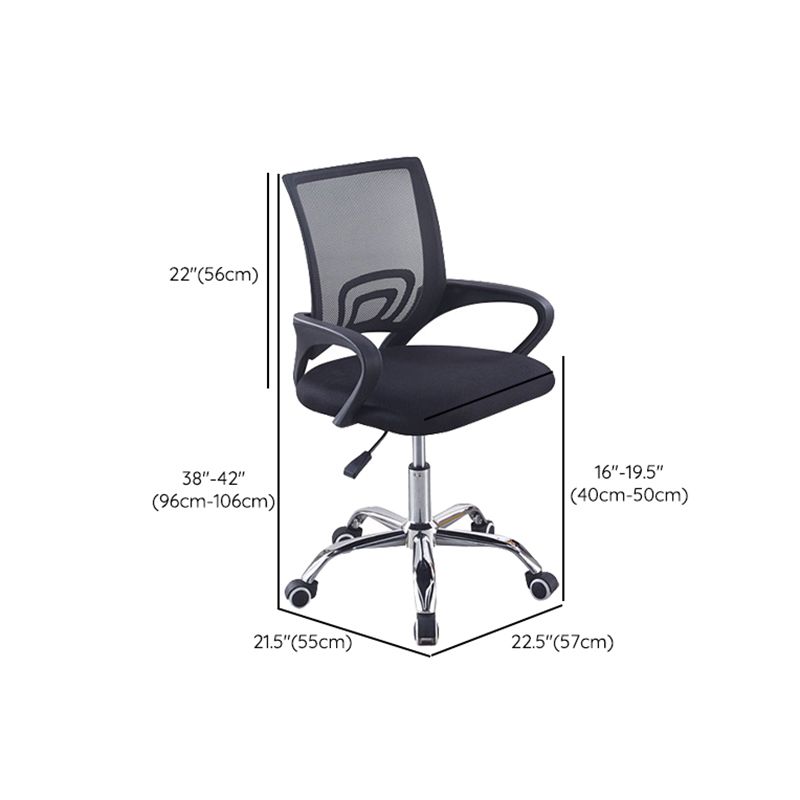 Modern Desk Chair in Black Mesh Computer Chair Mid-Back Chair with Wheels