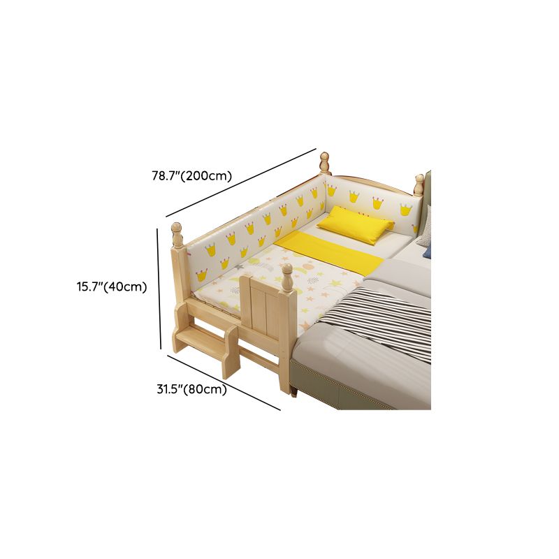 Contemporary Toddler Bed Solid Wood No Theme Natural Kids Bed with Mattress