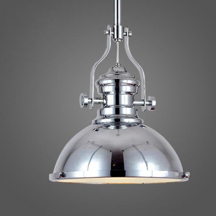 1 Light Dome Pendant Lighting Industrial Metallic Pendant Ceiling Lights for Restaurant